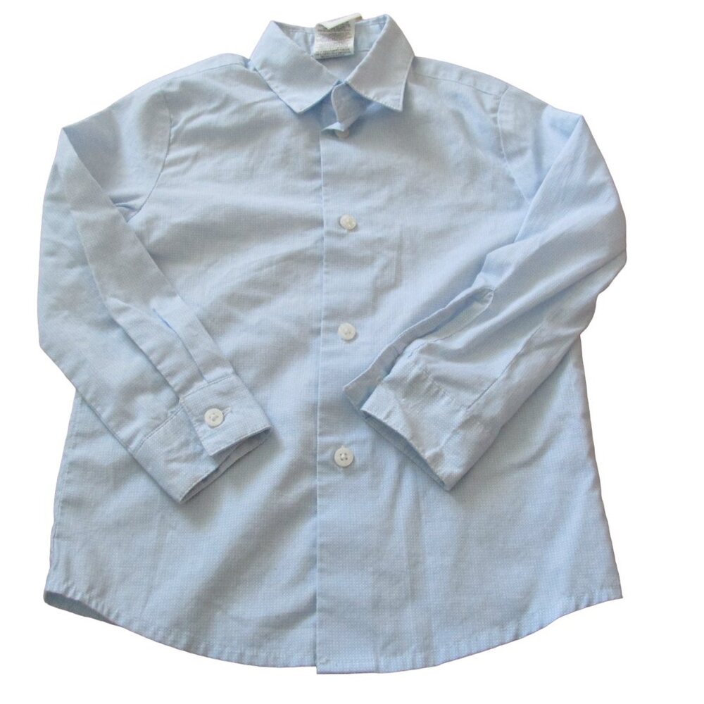 Van Heusen Button Front Dress Shirt Toddler Boys 4 Reg Blue Long Sleeve Collared